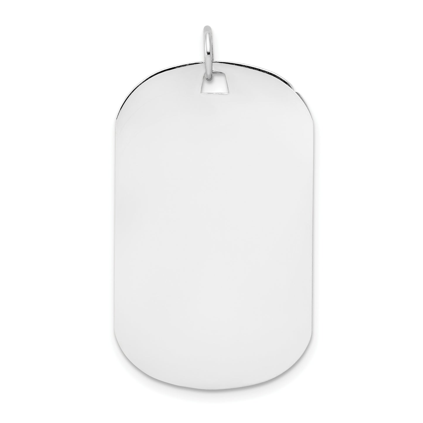 14k White Gold Plain 34.6x20.7mm .018 Gauge Engraveable Dog Tag Disc Charm