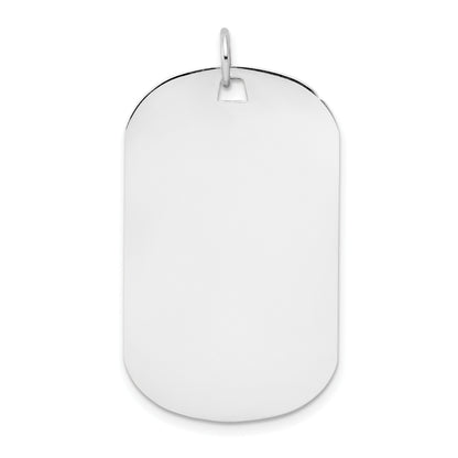14k White Gold Plain 34.6x20.7mm .027 Gauge Engraveable Dog Tag Disc Charm