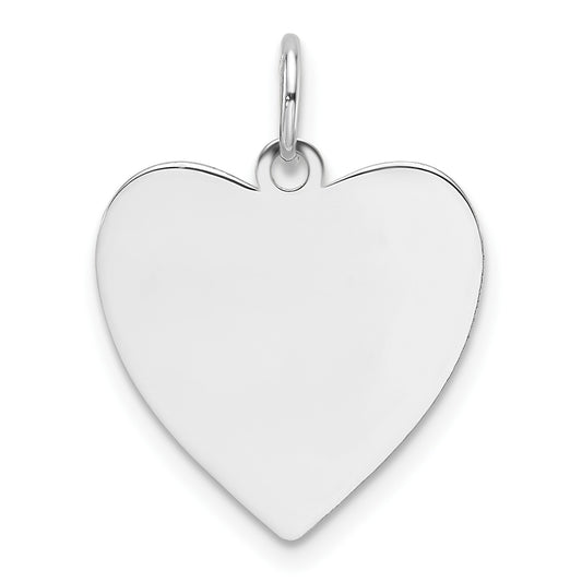 14k White Gold Plain .027 Gauge Engravable Heart 17.16.5mm Disc Charm