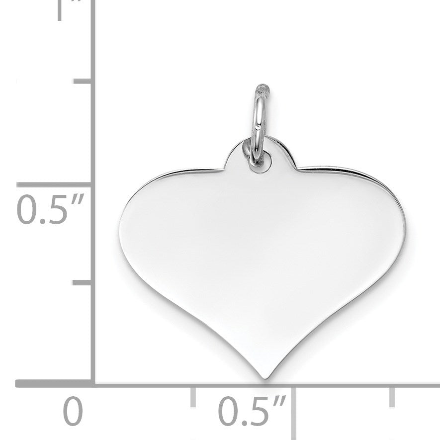 14k White Gold Plain .011 Gauge Engraveable Heart 16x18mm Disc Charm