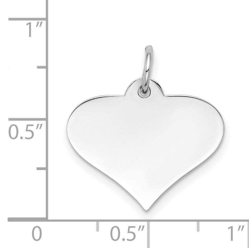 14k White Gold Plain .013 Gauge Engraveable Heart 18x19mm Disc Charm
