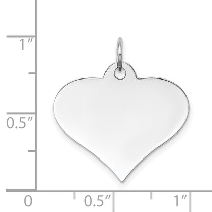 14k White Gold Plain .018 Gauge Engraveable Heart 19x22mm Disc Charm