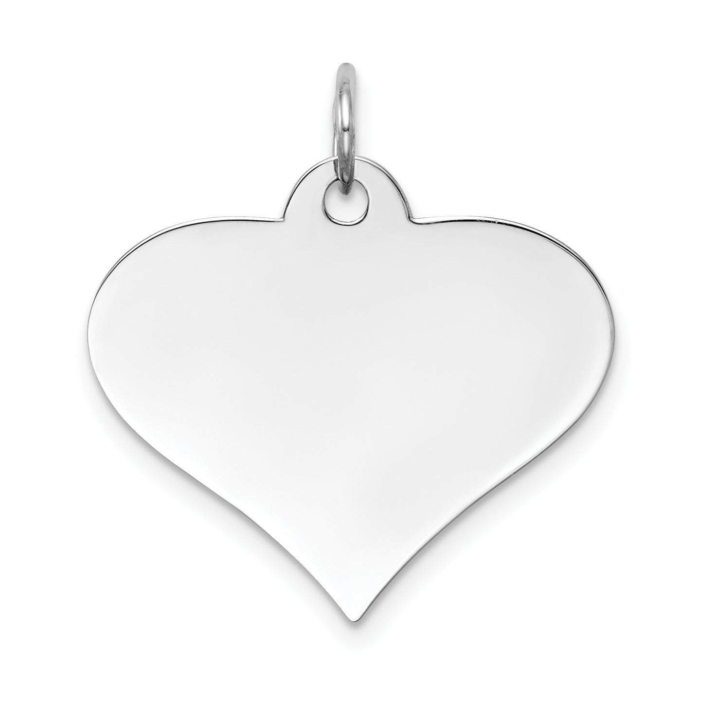 14k White Gold Plain .018 Gauge Engraveable Heart 19x22mm Disc Charm