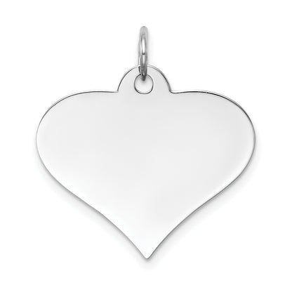 14k White Gold Plain .018 Gauge Engraveable Heart 19x22mm Disc Charm