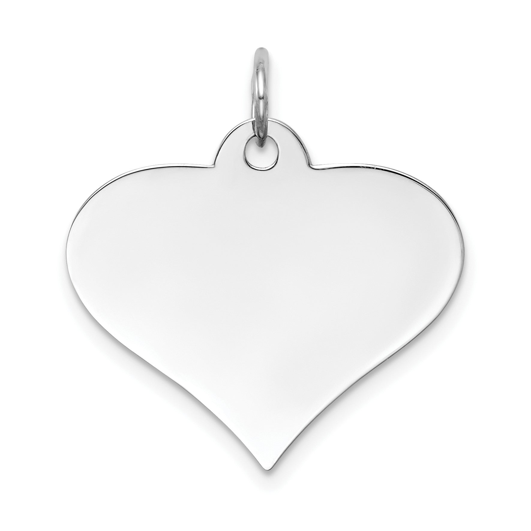 14k White Gold Plain .027 Gauge Engraveable Heart 19x22mm Disc Charm