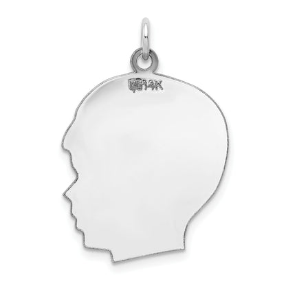 14k White Gold Plain Large.018 Depth Facing Right Engravable Boy Charm