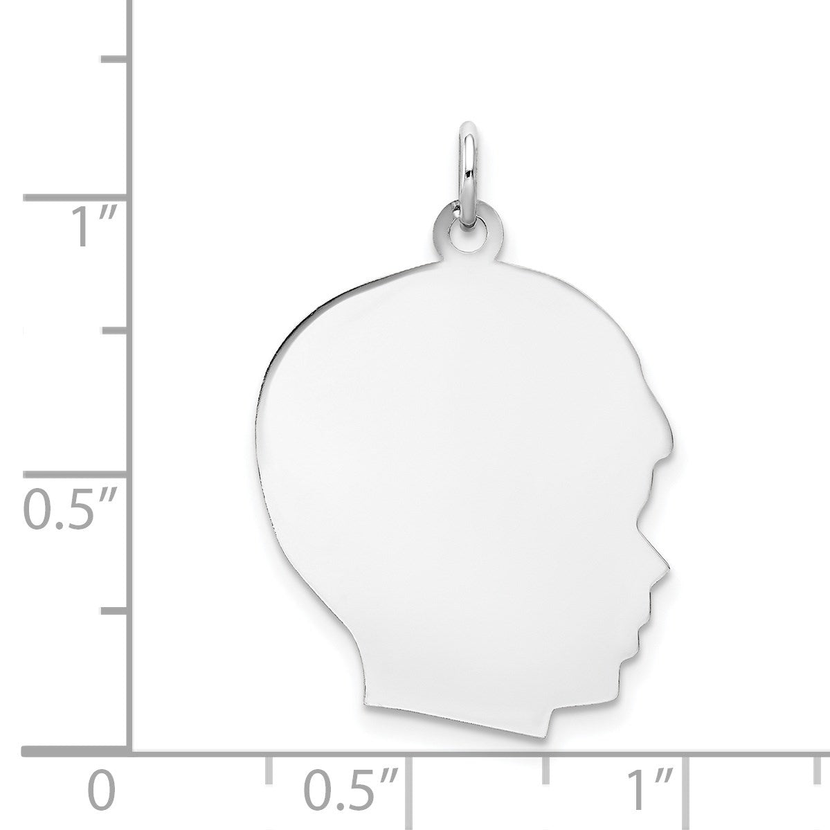 14k White Gold Plain Large.013 Depth Facing Right Engravable Boy Charm