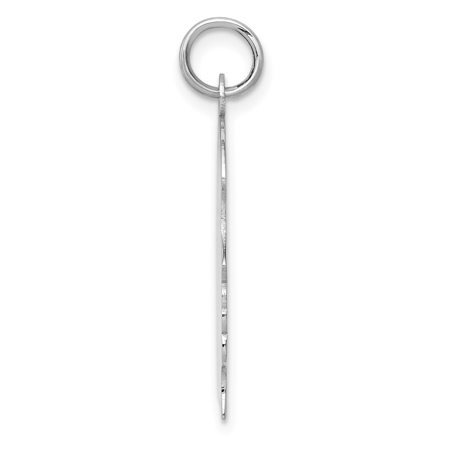 14k White Gold Plain Large.011 Depth Facing Right Engravable Girl Charm