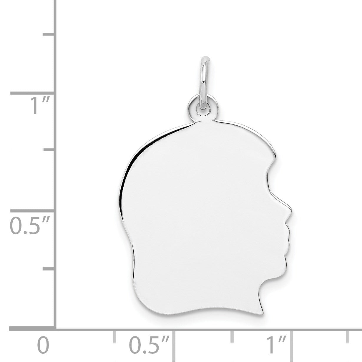 14k White Gold Plain Large.011 Depth Facing Right Engravable Girl Charm