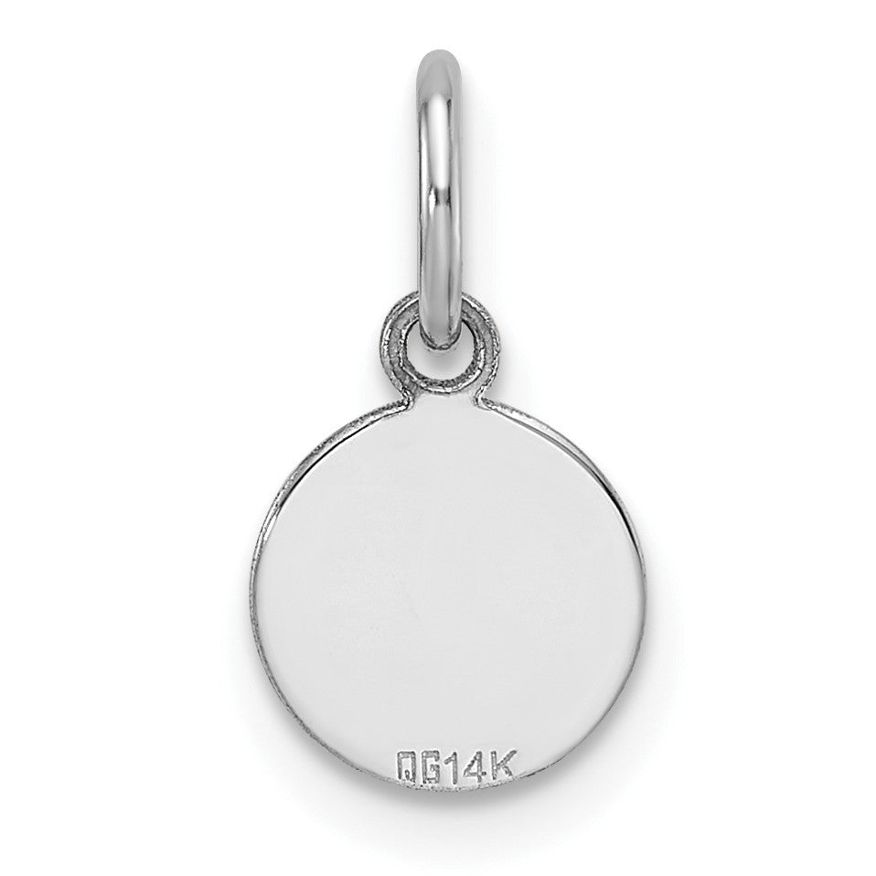 14k White Gold Plain .013 Gauge Round Engravable 7.5mm Disc Charm