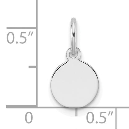 14k White Gold Plain .009 Gauge Round Engravable 7.5mm Disc Charm