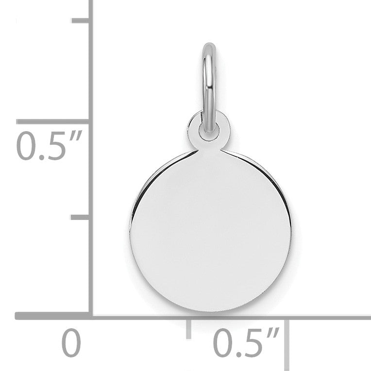 14k White Gold Plain .013 Gauge Round Engravable 10.6mm Disc Charm