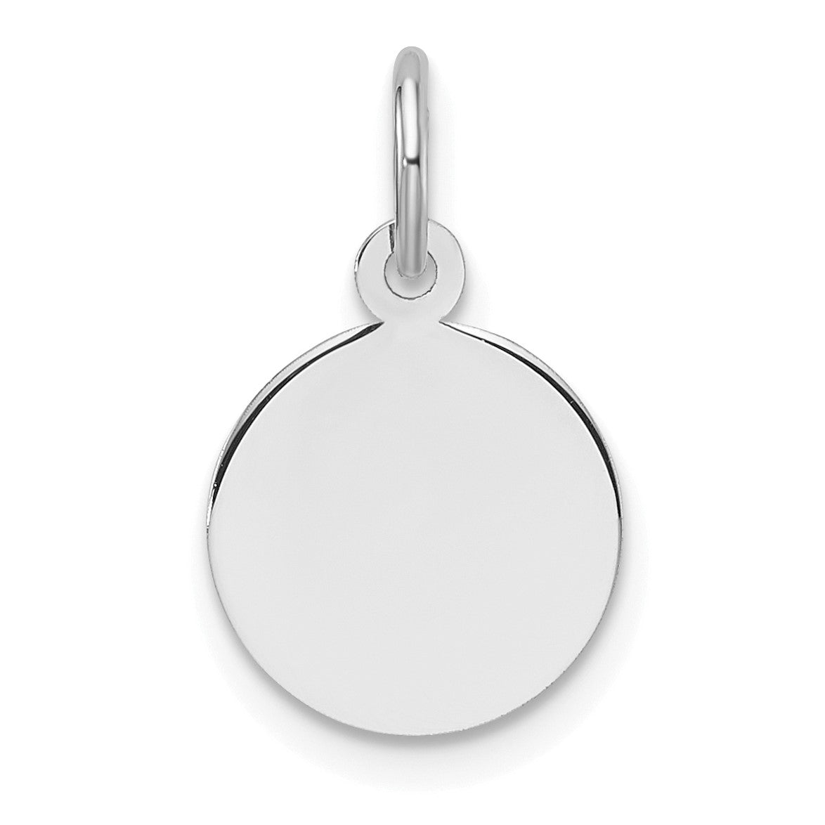14k White Gold Plain .013 Gauge Round Engravable 10.6mm Disc Charm