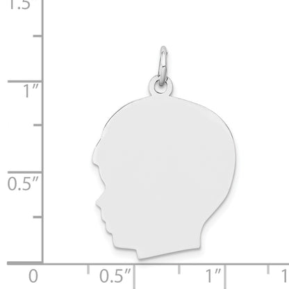 14k White Gold Plain Large.018 Depth Facing Left Engravable Boy Charm