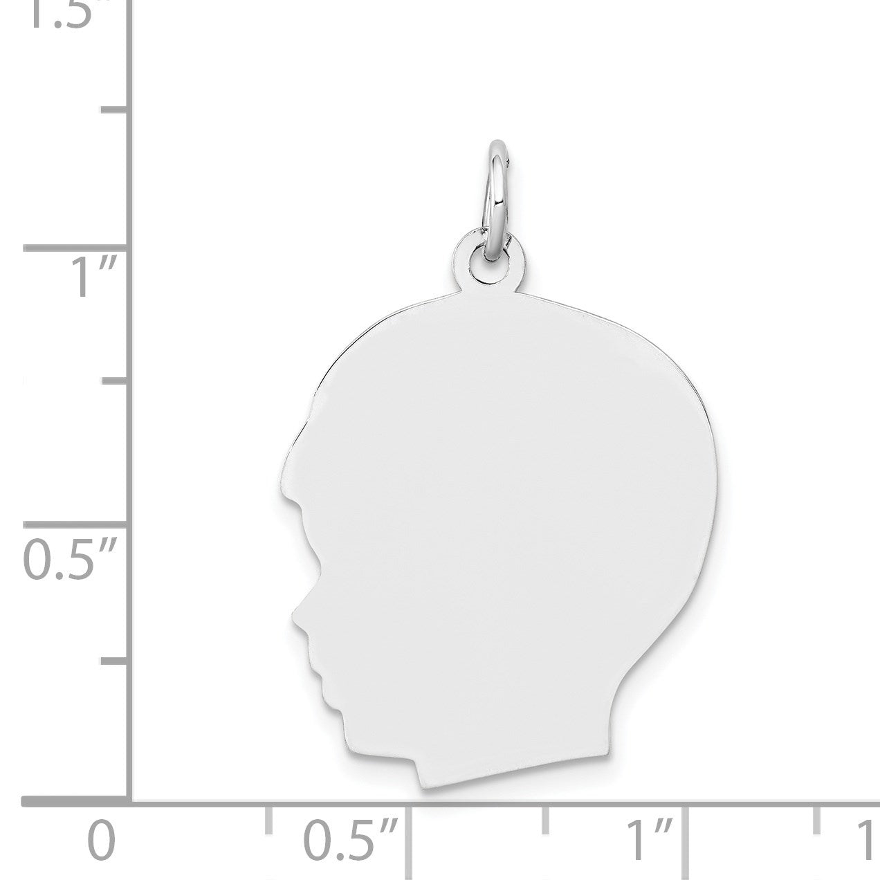 14k White Gold Plain Large.011 Depth Facing Left Engravable Boy Charm
