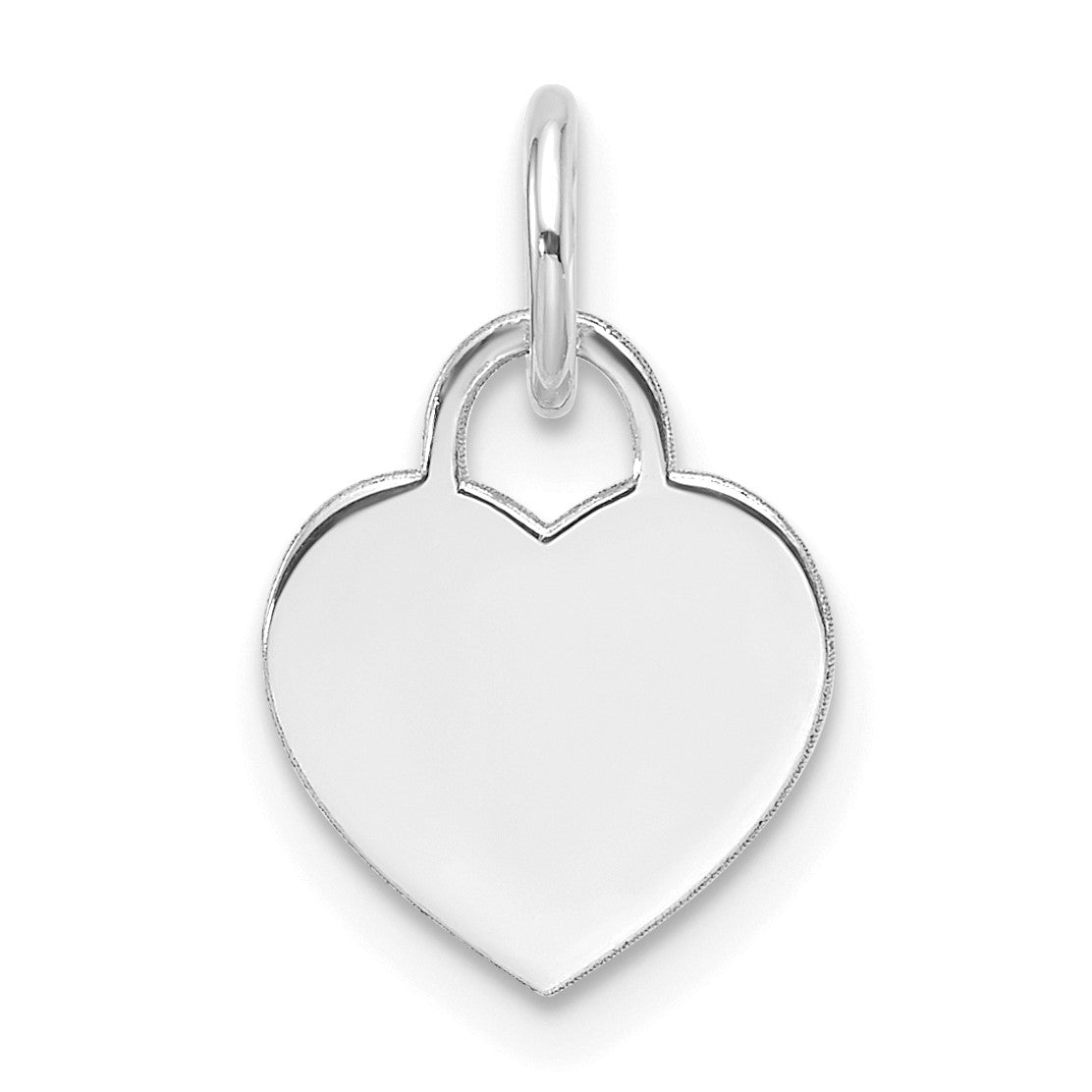 14k White Gold Plain .013 Gauge Engravable Heart 9.5x10mm Disc Charm
