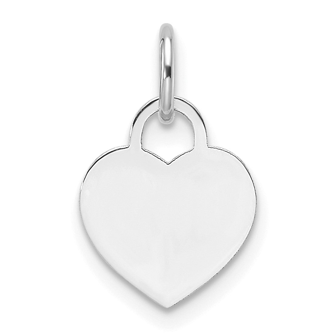 14k White Gold Plain .018 Gauge Engravable Heart 9.5x10mm Disc Charm