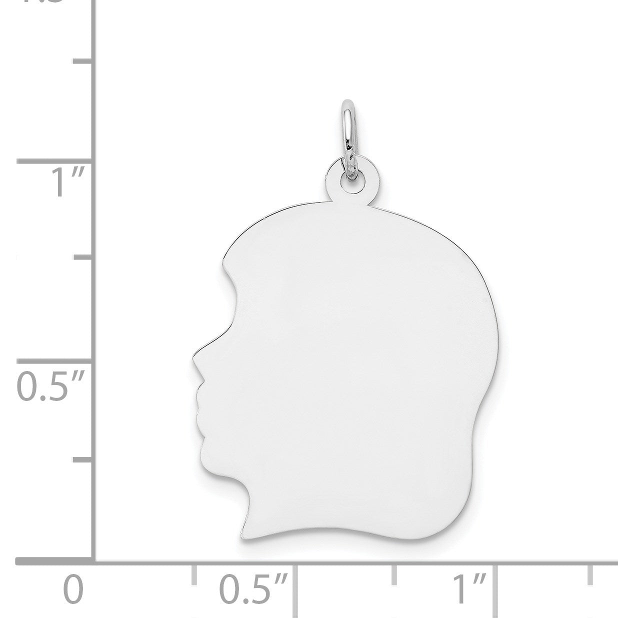 14k White Gold Plain Large.011 Depth Facing Left Engravable Girl Charm