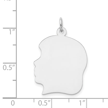 14k White Gold Plain Large.011 Depth Facing Left Engravable Girl Charm