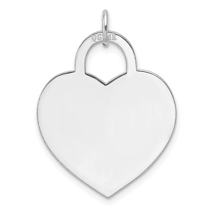 14k White Gold Plain .013 Gauge Engravable Heart 20.4x21.3mm Disc Charm