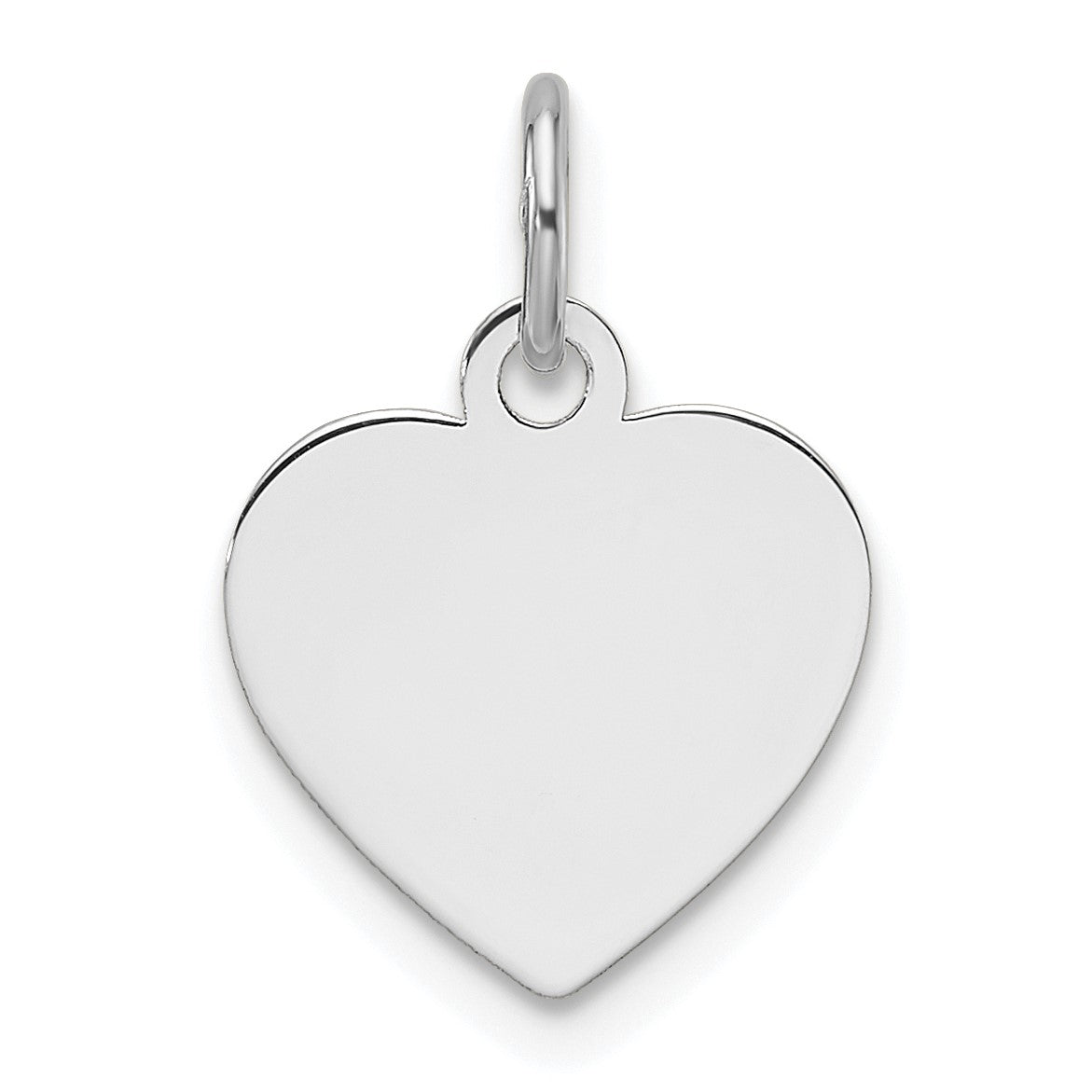 14k White Gold Plain .018 Gauge Engravable Heart 11.7x12.2mm Disc Charm