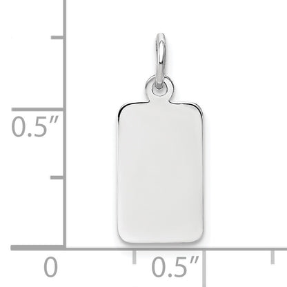 14k White Gold Plain 13x8mm .009 Gauge Rectangular Engravable Charm