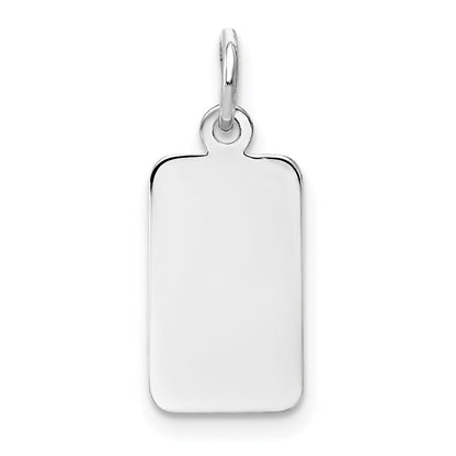 14k White Gold Plain 13x8mm .013 Gauge Rectangular Engravable Charm