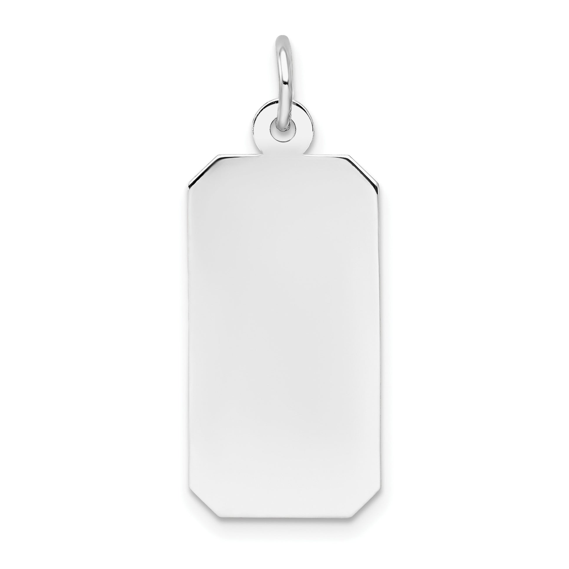 14k White Gold Plain 21.7x11.5mm .011 Gauge Rectangular Engravable Charm
