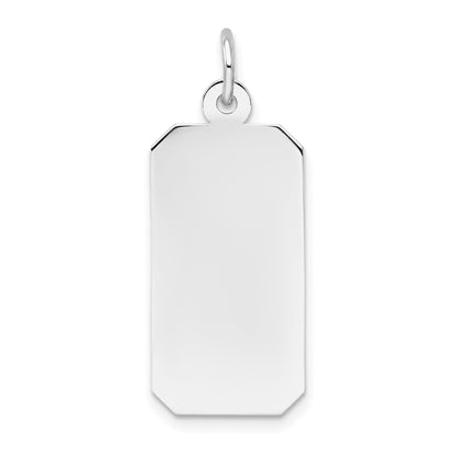 14k White Gold Plain 21.7x11.5mm .011 Gauge Rectangular Engravable Charm