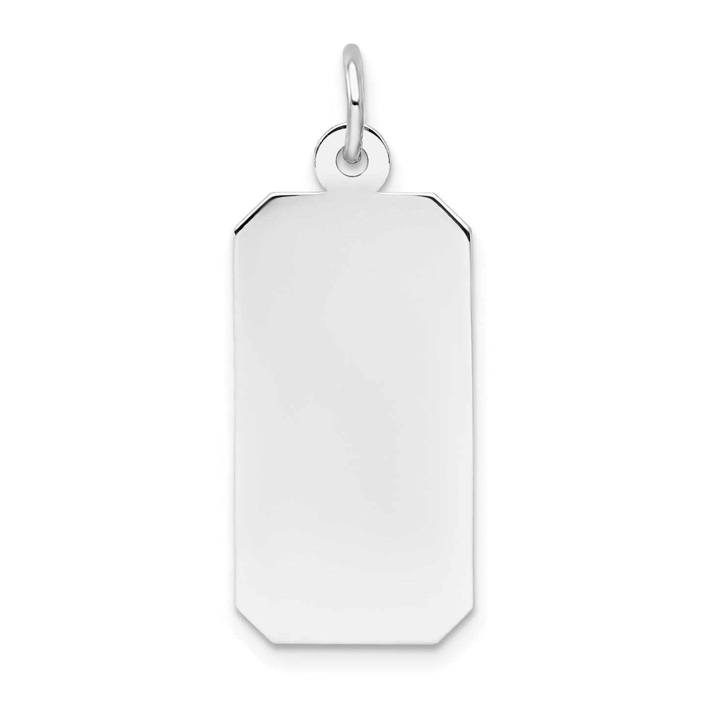 14k White Gold Plain 21.7x11.5mm .018 Gauge Rectangular Engravable Charm