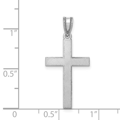 14k White Gold Florentine Satin Cross Pendant