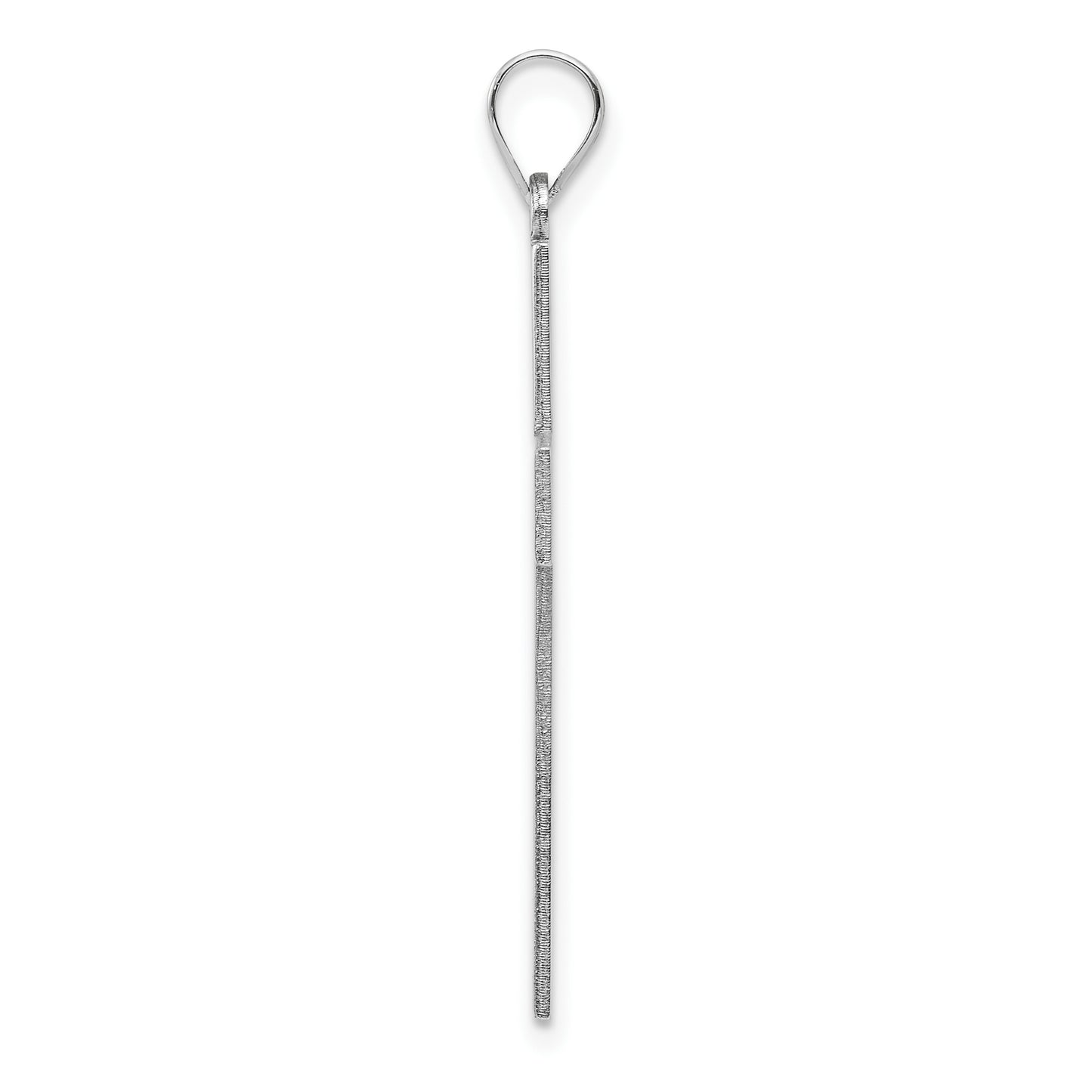 14k White Gold Solid Laser Etched Cross Pendant