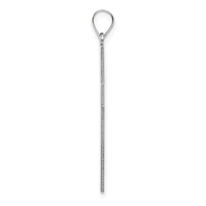 14k White Gold Solid Laser Etched Cross Pendant
