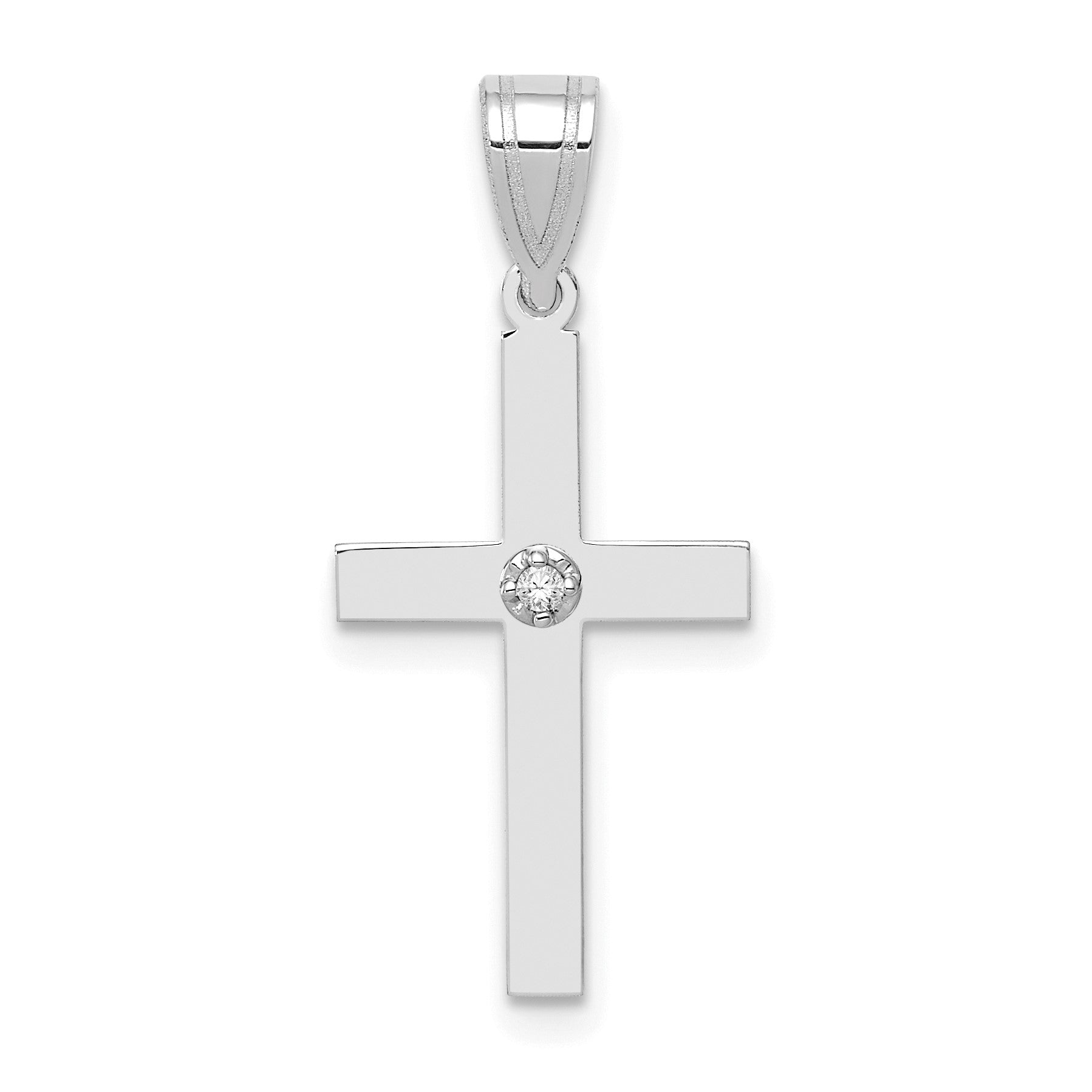14k White Gold .01 carat Diamond Cross Pendant