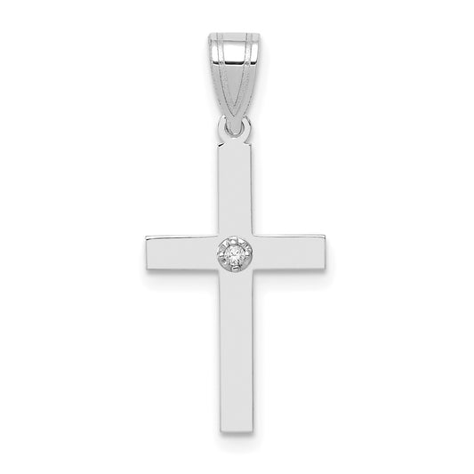 14k White Gold .01 carat Diamond Cross Pendant