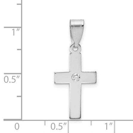 14k White Gold .01 carat Diamond Cross Pendant