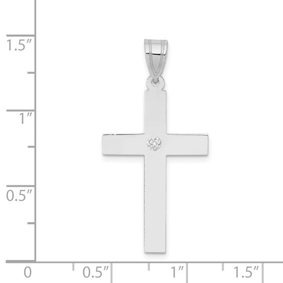 14k White Gold .02 carat Diamond Cross Pendant