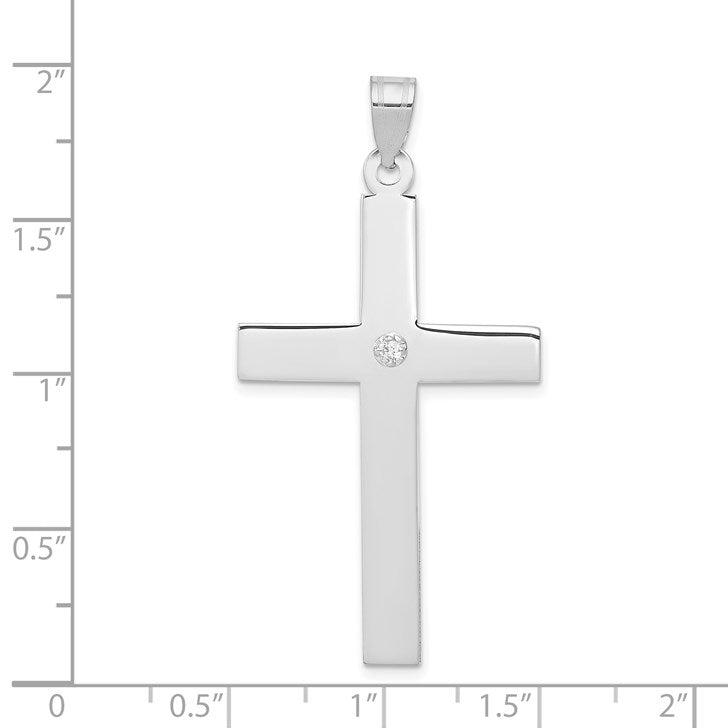14k White Gold .03 carat Diamond Cross Pendant