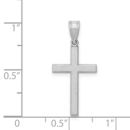 14k White Gold Florentine Satin Cross Pendant