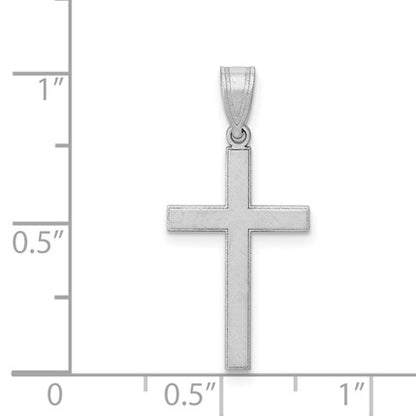 14k White Gold Florentine Satin Cross Pendant