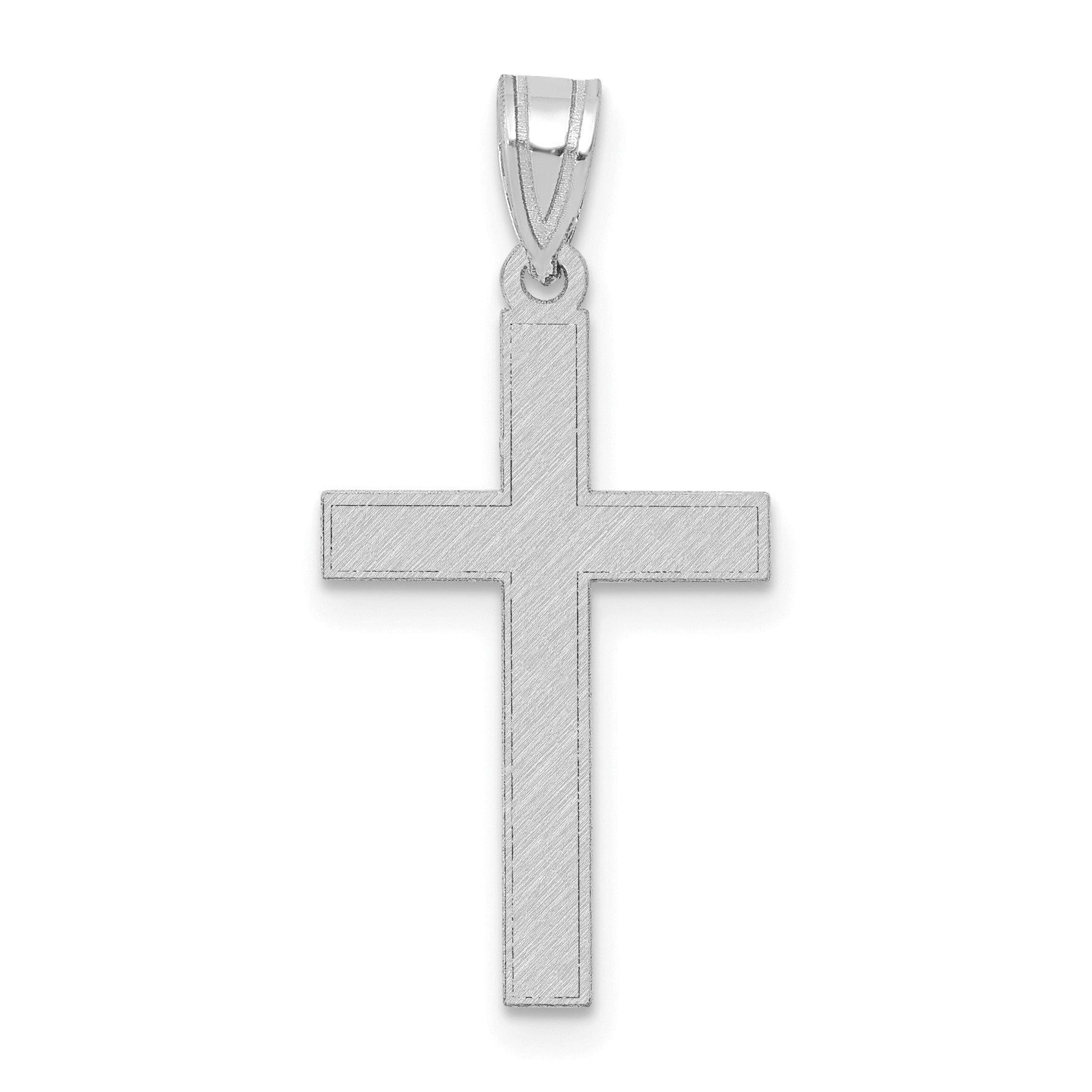 14k White Gold Florentine Satin Cross Pendant
