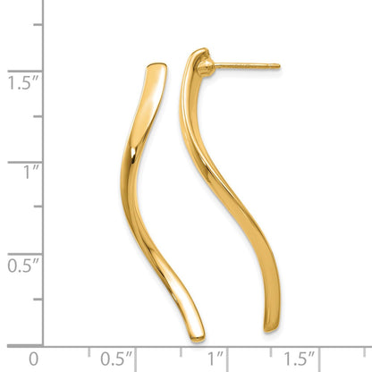 14k Long Curled Post Earrings