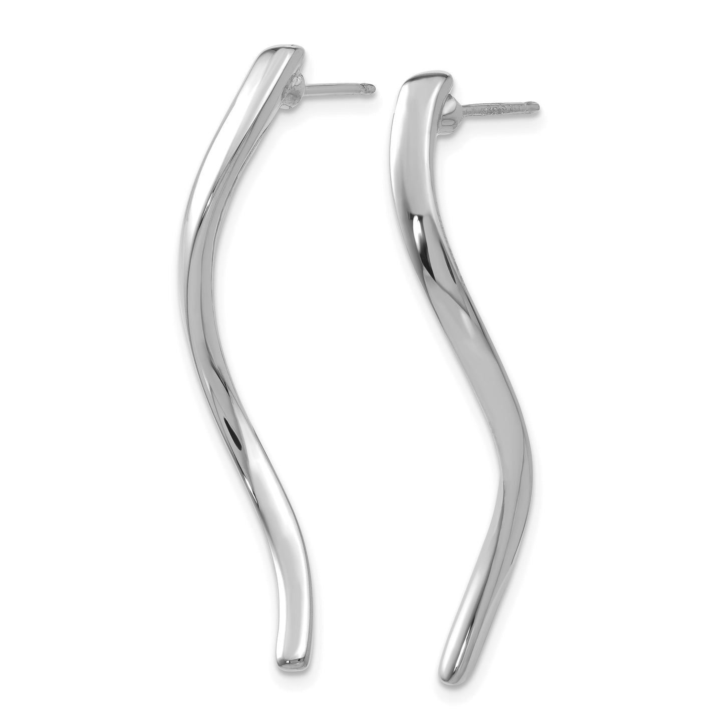 14k White Gold Polished Long Curled Post Earrings