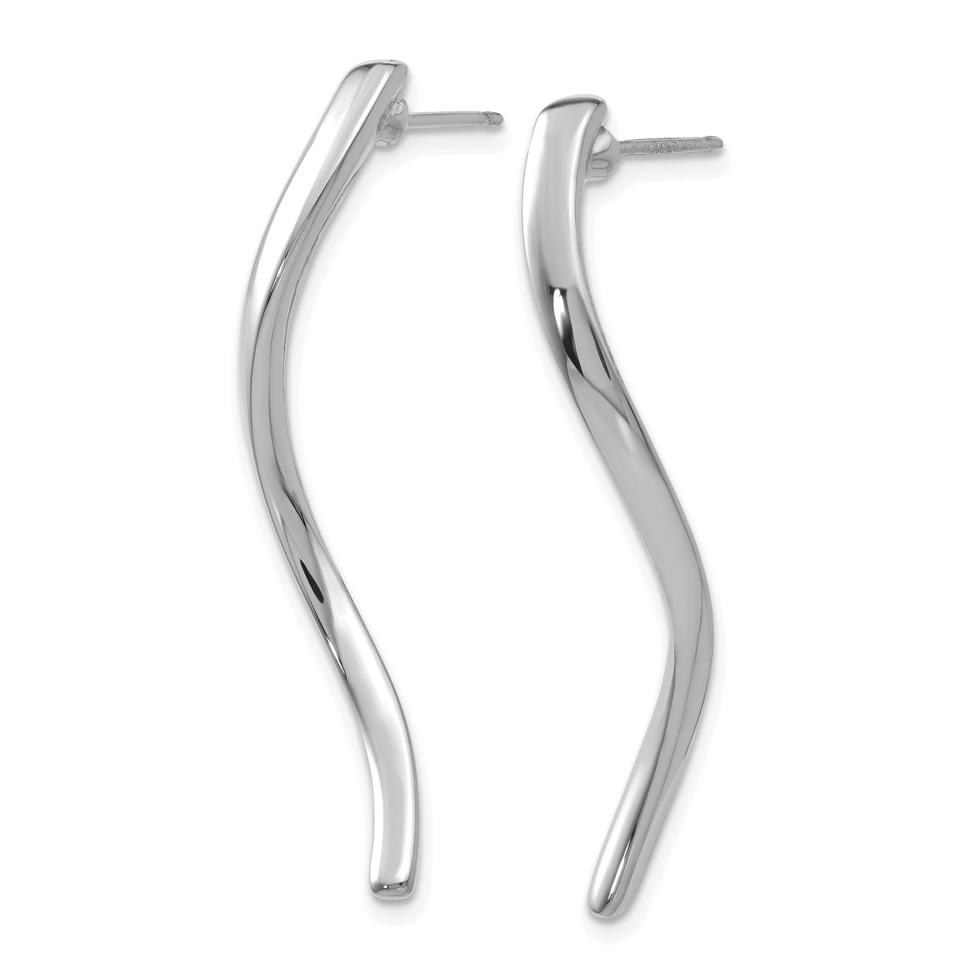 14k White Gold Polished Long Curled Post Earrings
