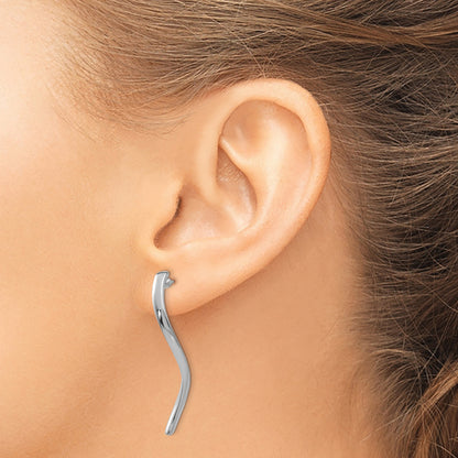 14k White Gold Polished Long Curled Post Earrings