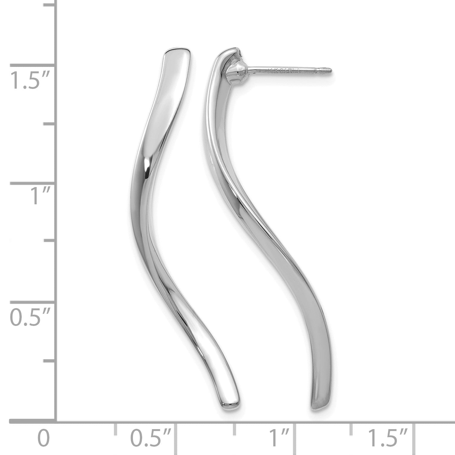 14k White Gold Polished Long Curled Post Earrings