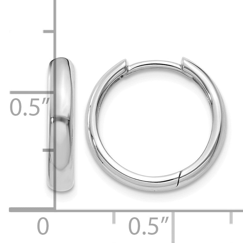 14k White Gold Round Hinged Hoop Earrings