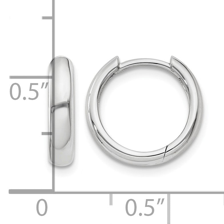 14k White Gold Round Hinged Hoop Earrings