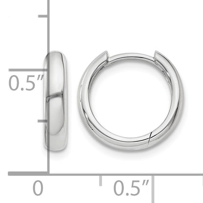 14k White Gold Round Hinged Hoop Earrings