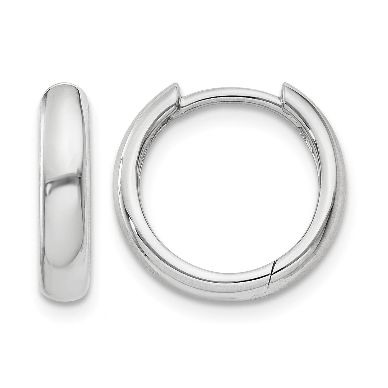 14k White Gold Round Hinged Hoop Earrings